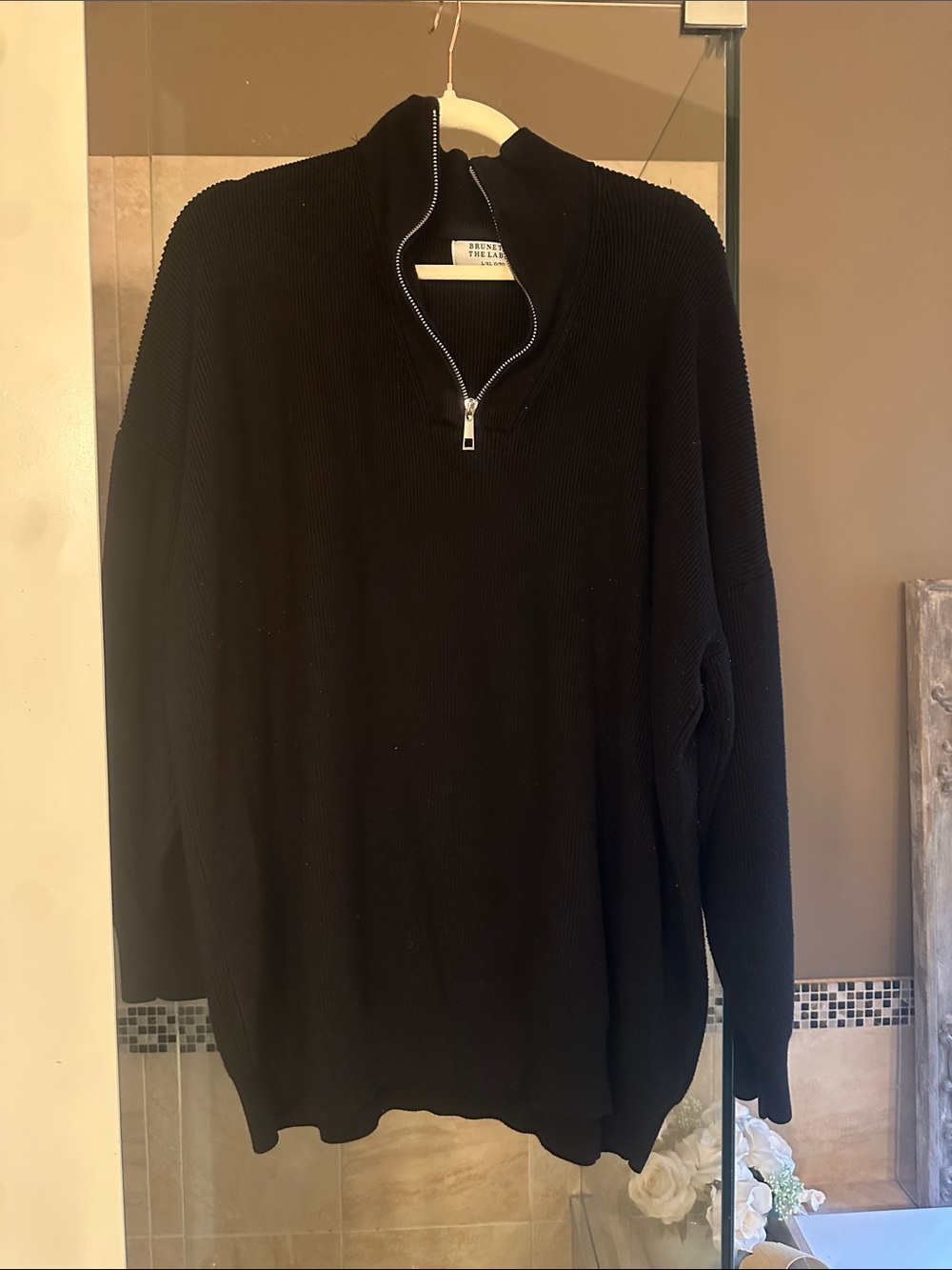 Brunette The Label Black Half-Zip Sweater